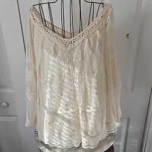 Elegant Cream Lace Women's Top